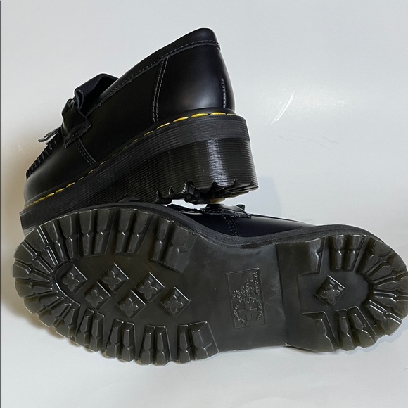 Dr. Martens Adrian Snaffle Black and White Fur Platform Loafers - Picture 4 of 6